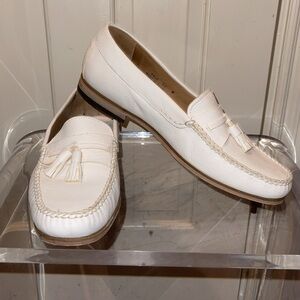 Bally’s white leather loafers